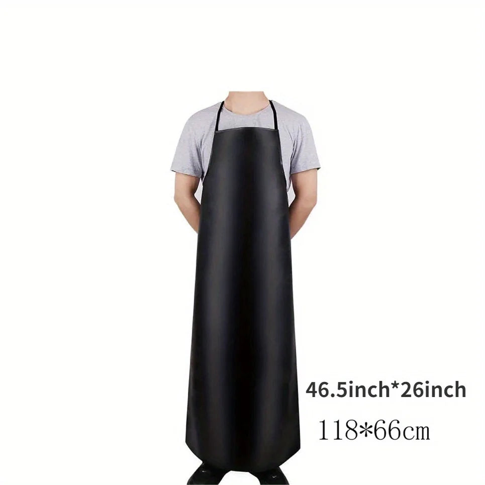 Black heavy-duty waterproof PU leather apron worn by a person.