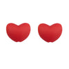 A pair of bright red silicone heart charm beads for DIY jewelry.