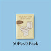 A package of 10 disposable toilet seat covers for public toilets.