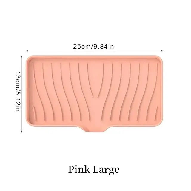 Pink large silicone draining soap tray organizer with ribbed texture