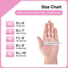 Size chart showing hand measurements for XS to XL sizes of disposable cleaning gloves
