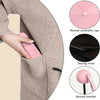 Close-up of a pink folding umbrella with a round canopy, rivet, and handle shown in detail.