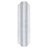 White microfiber flat mop head refill with gray striped accents
