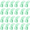 A set of light green space-saving hanger connector hooks for closet organization.