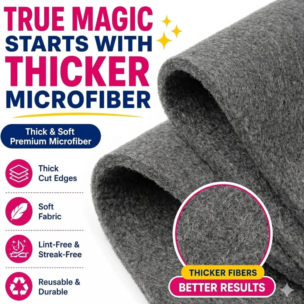 Pile de chiffons de nettoyage en microfibre gris, mettant en évidence les avantages des fibres plus épaisses et du tissu doux