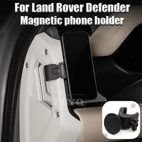 Magnetic phone holder designed for Land Rover Defender vehicles