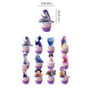 A set of K-Pop themed birthday party decor featuring various figures and cupcake toppers.