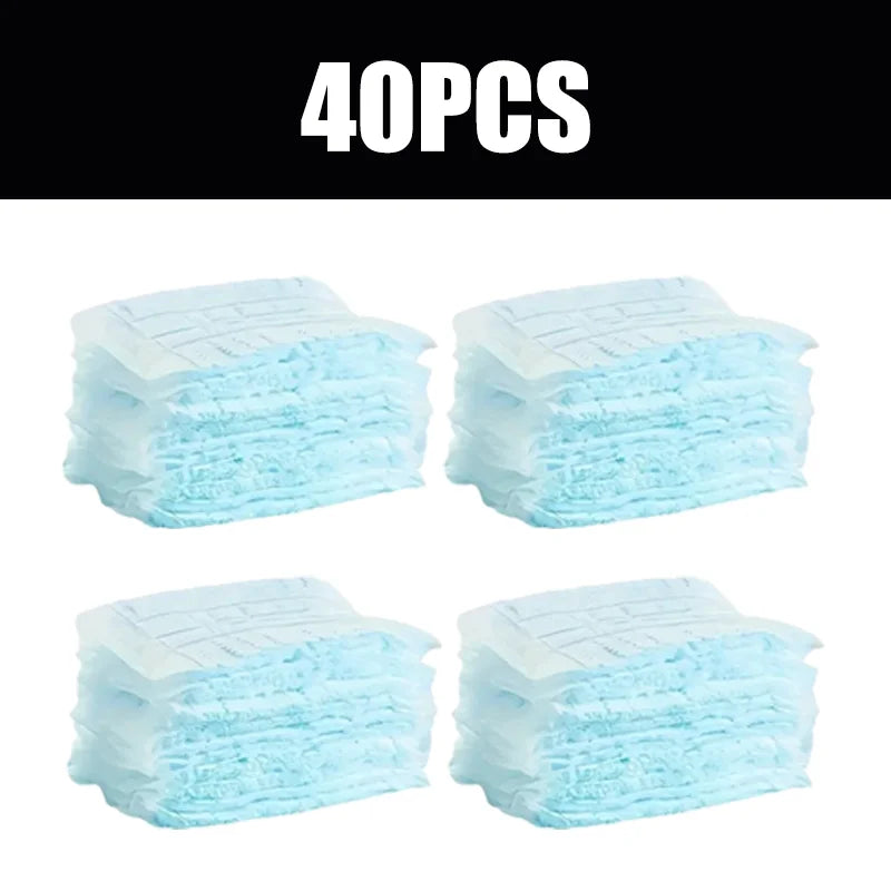 40 pieces of light blue disposable microfiber duster refills stacked in a rectangular shape.