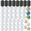A collection of decorative glass refrigerator magnets featuring various colorful and patterned designs.