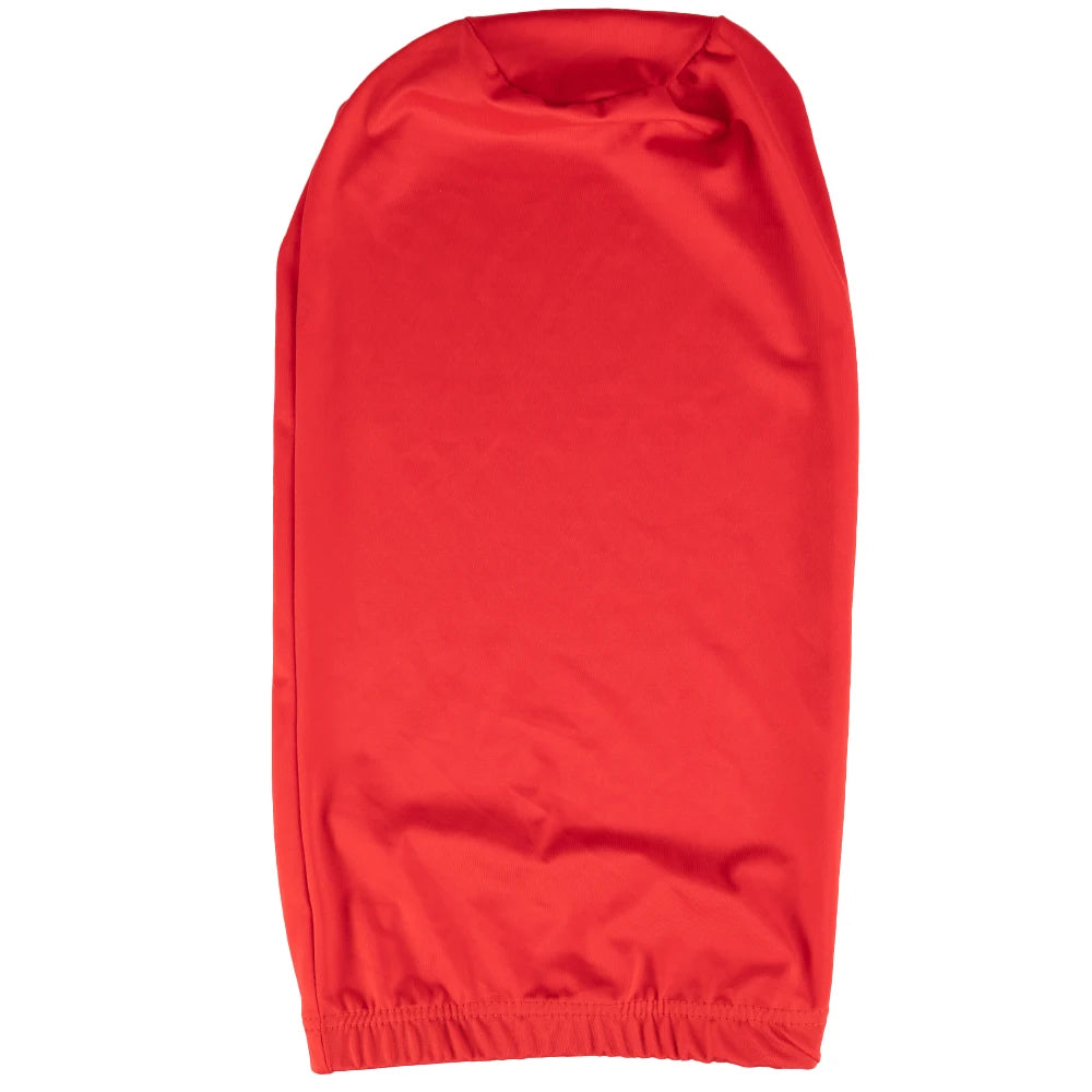 A vibrant red satin hair bonnet for braids and anti-frizz.