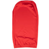 A vibrant red satin hair bonnet for dreadlocks and braids.