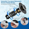 Innovativer zweiteiliger abnehmbarer Siebkorb für das Abflussfiltersystem der Badewanne.