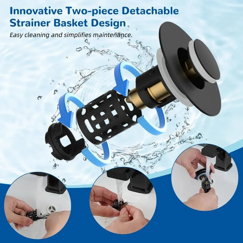 Innovativer zweiteiliger abnehmbarer Siebkorb für das Abflussfiltersystem der Badewanne.