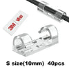 Clear plastic cable clips in S size (10mm) sold in a pack of 40 pieces