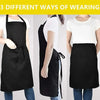 Three ways of wearing a black adjustable unisex cooking apron for kitchen and bar use