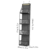 A tall, black over-the-door fabric storage organizer with multiple pockets and a light gray top.