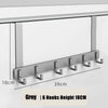 Grey heavy-duty adhesive door hooks with 6 hooks, each measuring 18cm.