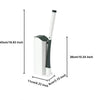 A long-handled disposable toilet brush with a white and black design shown in a vertical orientation.