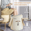 A portable rose spa foot bath basin for soaking shown next to a person, featuring a sealed zipper and high temperature resist