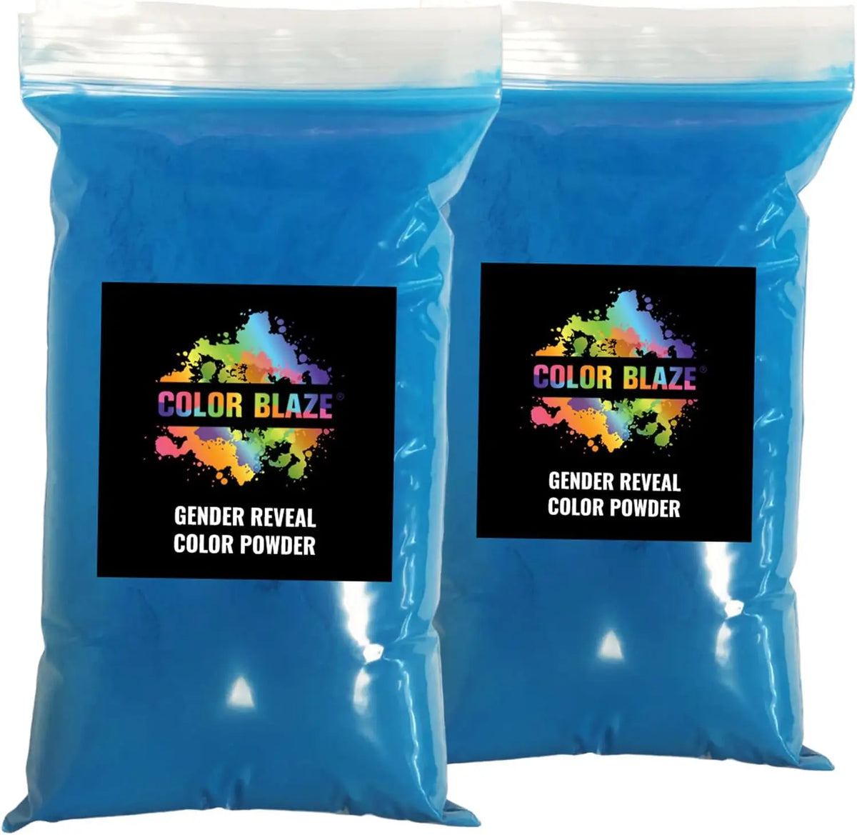 A bag of blue color blaze powder for gender reveals