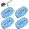 A light blue multi-use shoe cleaning set including brushes and a storage bag.