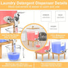 Stainless steel laundry detergent dispenser with measuring cups and waterproof labels for easy use
