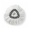 White triangular microfiber mop head replacement pads with a textured, fluffy appearance.