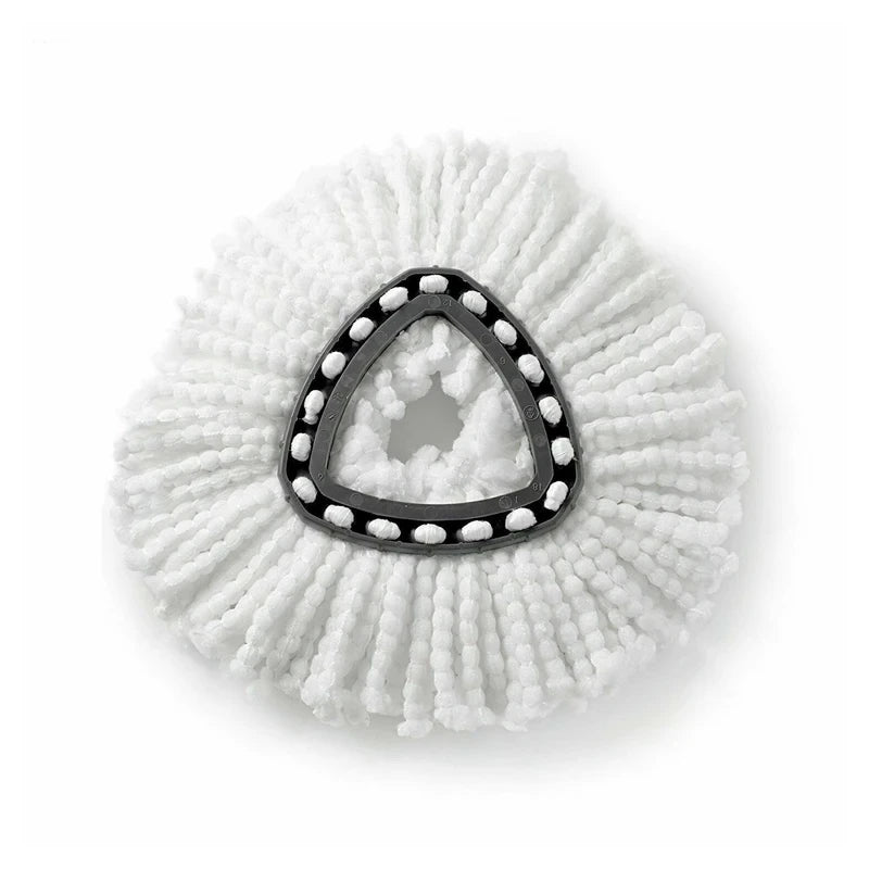 White triangular microfiber mop head replacement pads with a textured, fluffy appearance.