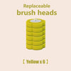 Un jeu de six têtes de brosse jaunes remplaçables pour un kit de nettoyage de brosse de toilette jetable montée sur mur