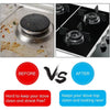 Before and after comparison showing reusable anti-scratch protection pads for gas stoves.