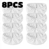 Eight packs of white reusable mop replacement cloths for household cleaning