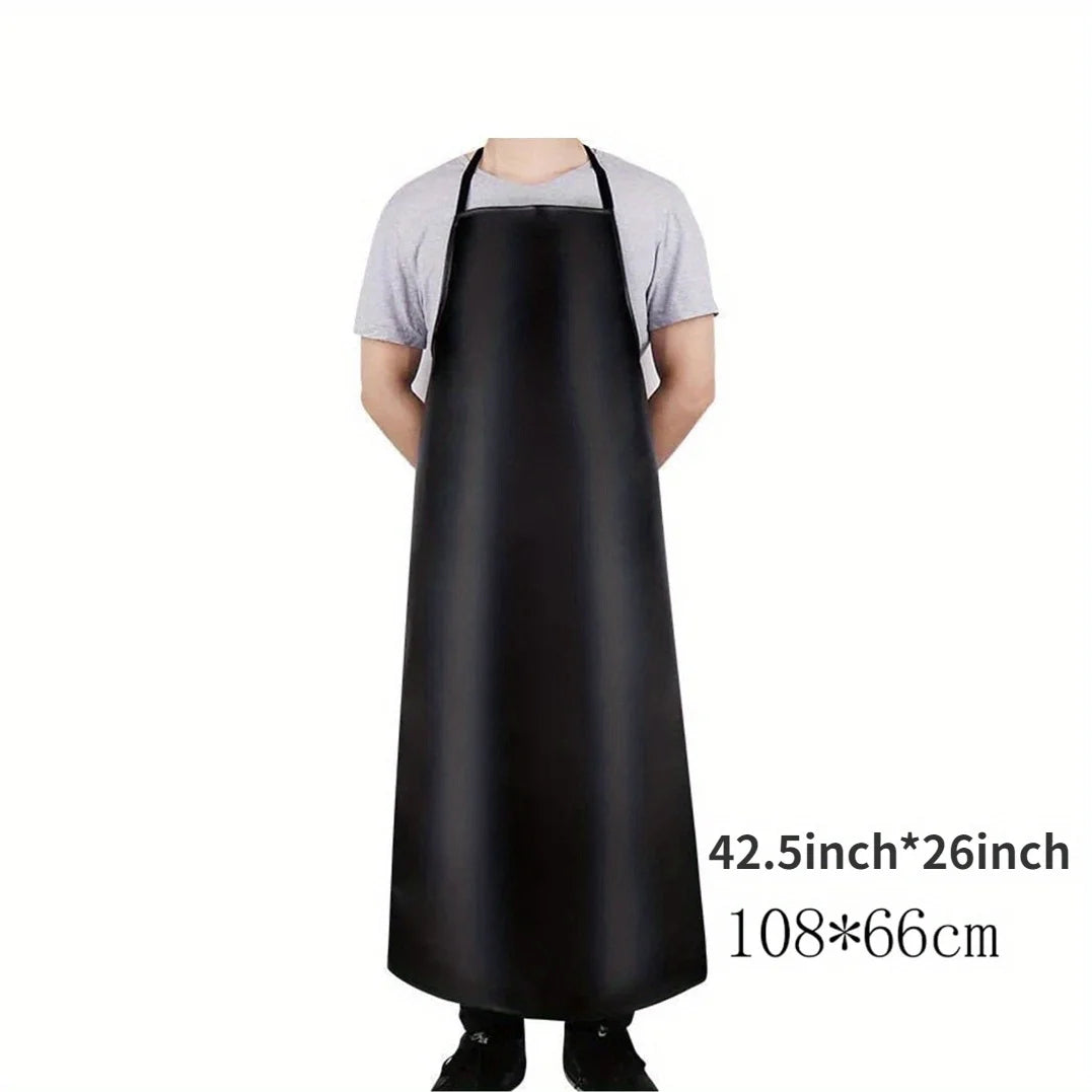 Black heavy-duty waterproof PU leather apron worn by a person.