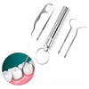 Stainless steel reusable toothpick set with various tips and a circular view of teeth