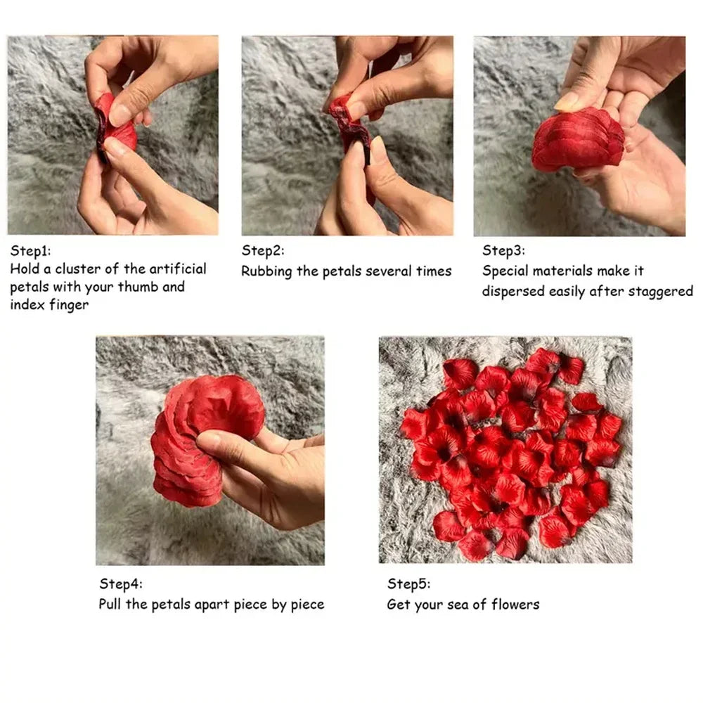 Guía paso a paso para separar pétalos de rosas de seda artificial para decoración