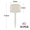 A beige T-shaped plant marker with a 5.5cm wide top and a 13.2cm long stem, sold in a pack of 15.