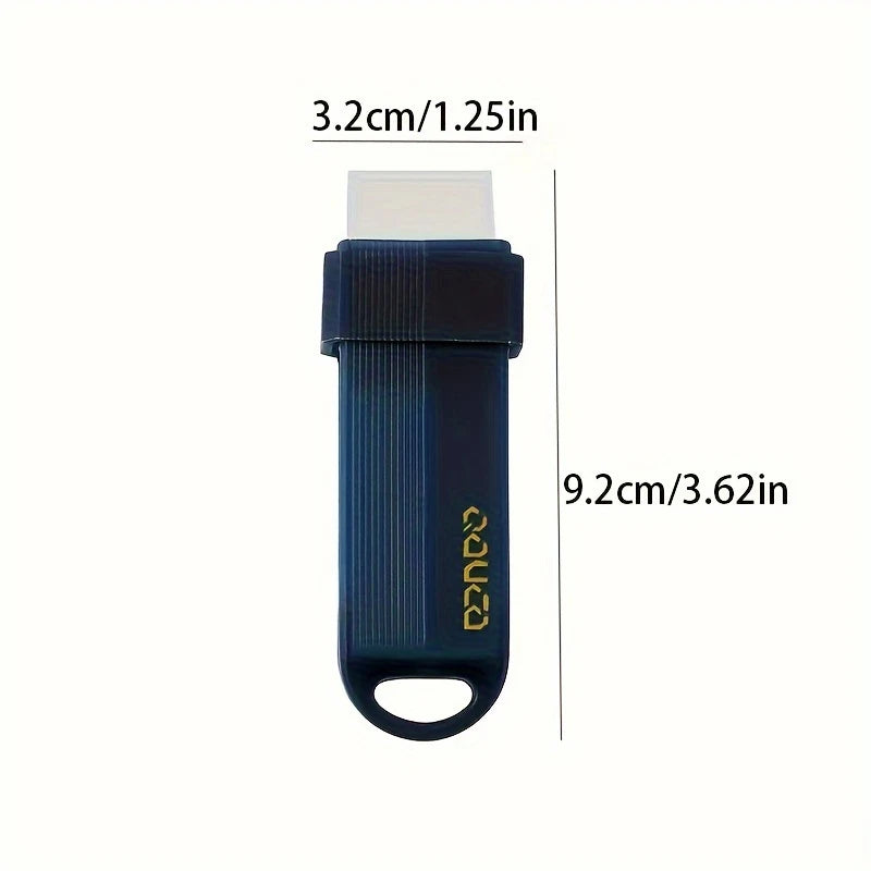 A dark blue reusable household stain remover eraser with a white block on top.