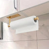 Stainless steel under cabinet paper towel holder with a white roll