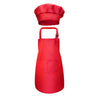 A bright red kids adjustable apron and chef hat set.