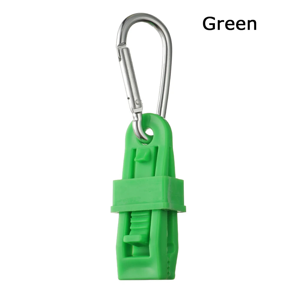 A green durable glove clip with an ergonomic buckle for work safety.