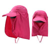 Pink UV protection fishing sun hat for men and women shown in a folded state