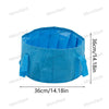 A bright blue portable folding foot bath basin used for pool cleaning.
