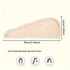 A pink microfiber hair drying wrap towel shown from the side with dimensions provided.