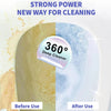 Comparison image showing a pumice stone cleaning product before and after use for stain removal.