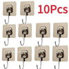 Ten self-adhesive rotating wall hooks in a beige color for storage and display.