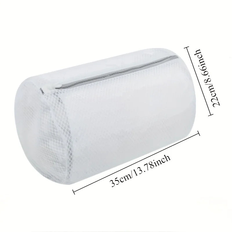 A white, rectangular mesh bag designed for shoe cleaning, shown from the side.