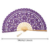 Purple lace folding handheld fan with a sunburst design