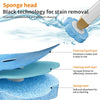A disposable toilet brush set showing layers of sponge, cloth, and liquid for stain removal.