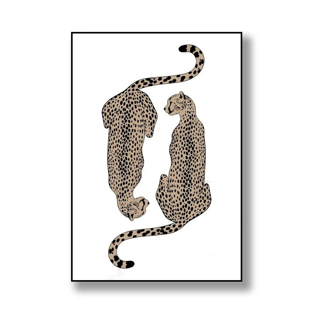 Canvas-Wandkunst mit stilisierter Darstellung eines Leoparden mit Gepardmuster