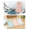 A collection of pink and light blue thickened washboards for delicate laundry, shown in various angles.