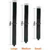 Three black heavy-duty nylon cord and hose organizer straps labeled large, medium, and small.